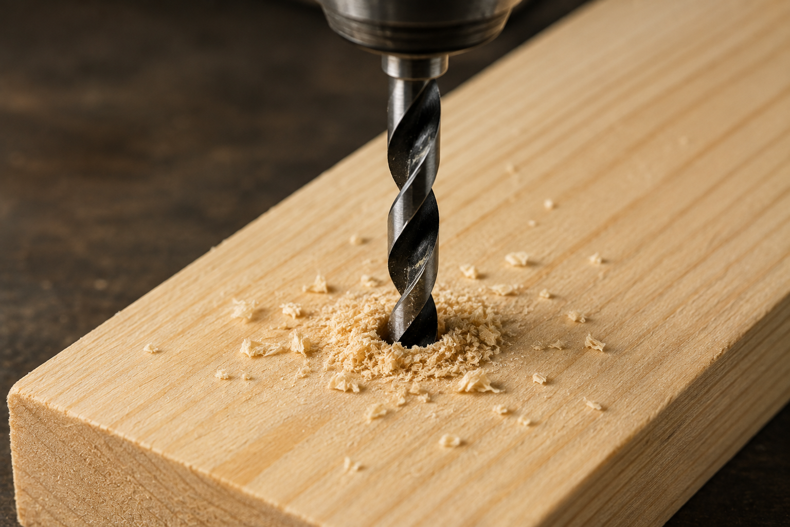 Comparison of pilot holes in pine softwood and oak hardwood for screw installation