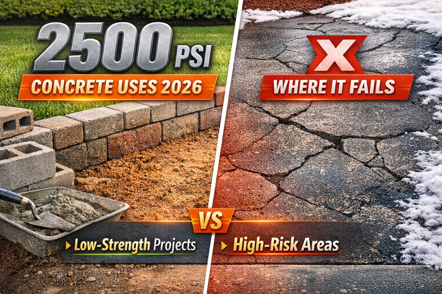 2500 PSI Concrete Uses 2026: Where It Works and Where It Doesn't