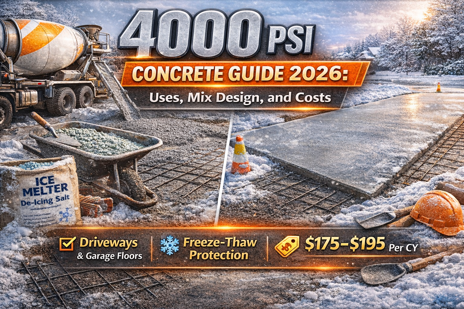 4000 PSI Concrete Guide 2026: Uses, Mix Design, and Costs