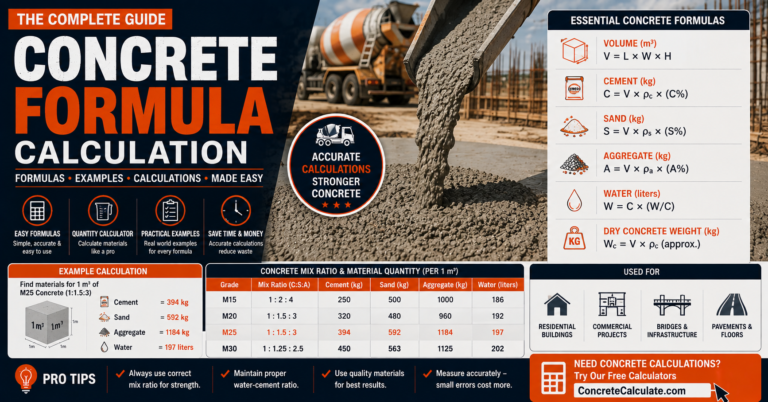 Concrete Formula Calculation: Volume Equation, Mix Ratio & Examples
