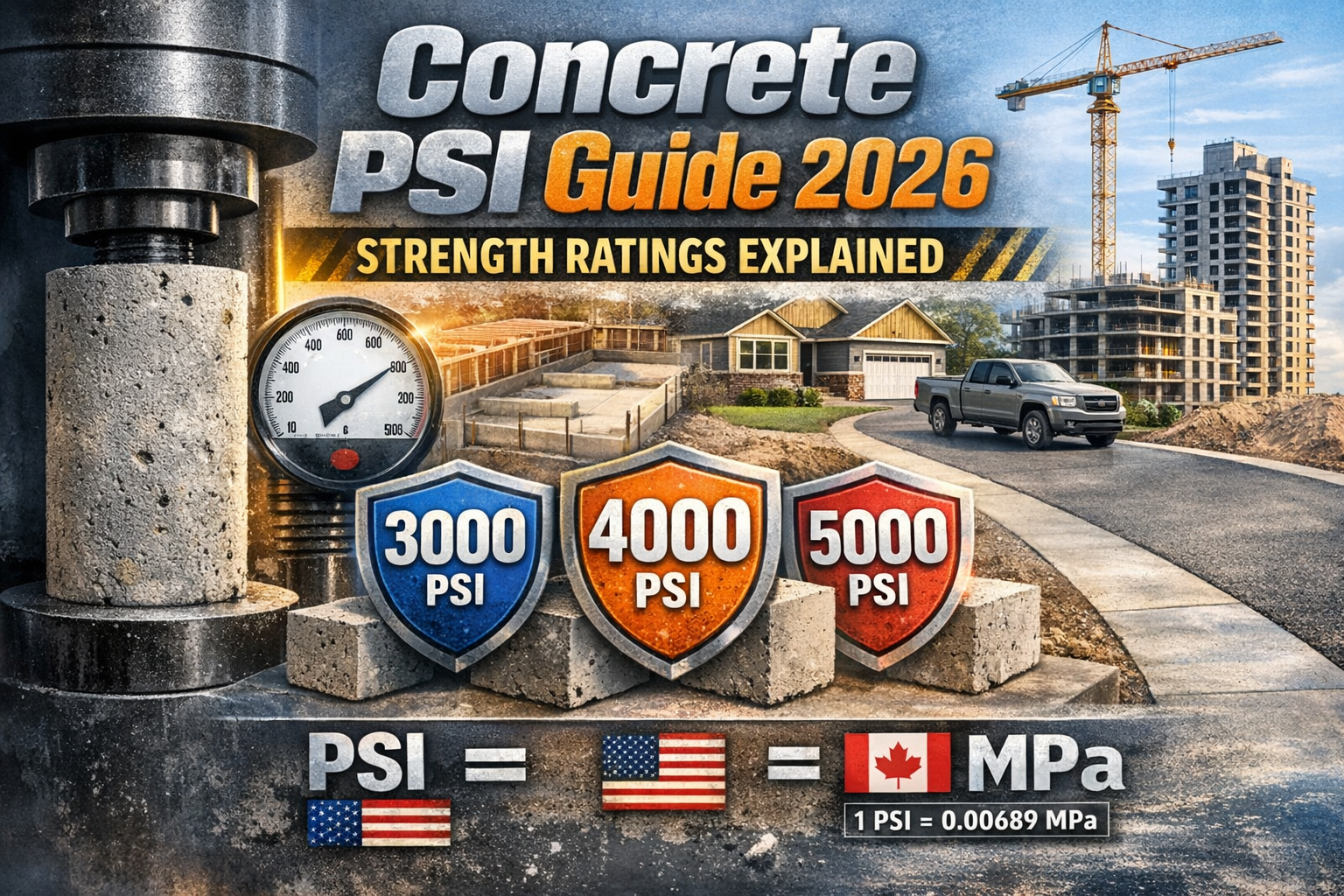 Concrete PSI Guide 2026: Strength Ratings for Every Application