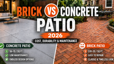 Brick vs Concrete Patio 2026: Cost, Durability, Maintenance & Which Wins