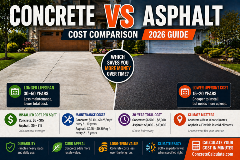 Concrete vs Asphalt Cost: 2026 Price Comparison Guide