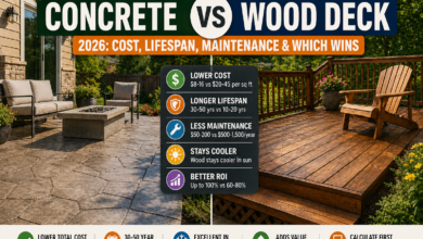 Concrete vs Wood Deck 2026: Cost, Lifespan, Maintenance & Which Wins