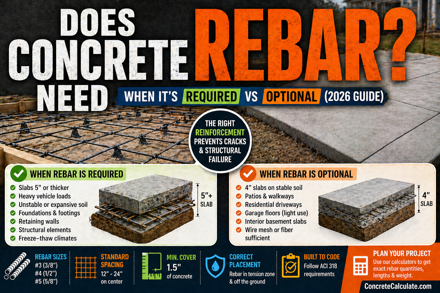 Does Concrete Need Rebar? When It's Required vs Optional (2026)