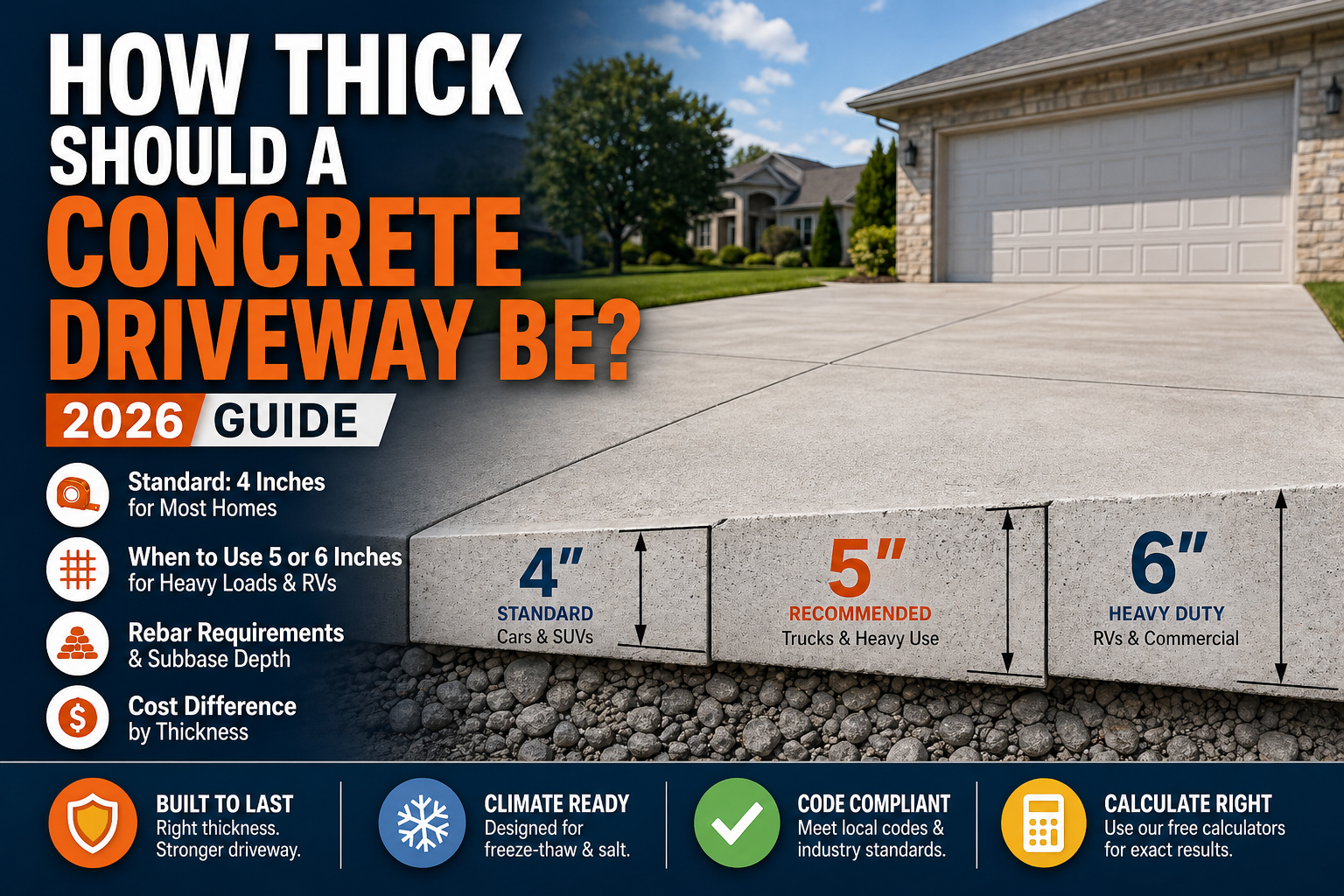 How Thick Should a Concrete Driveway Be? 2026 Guide