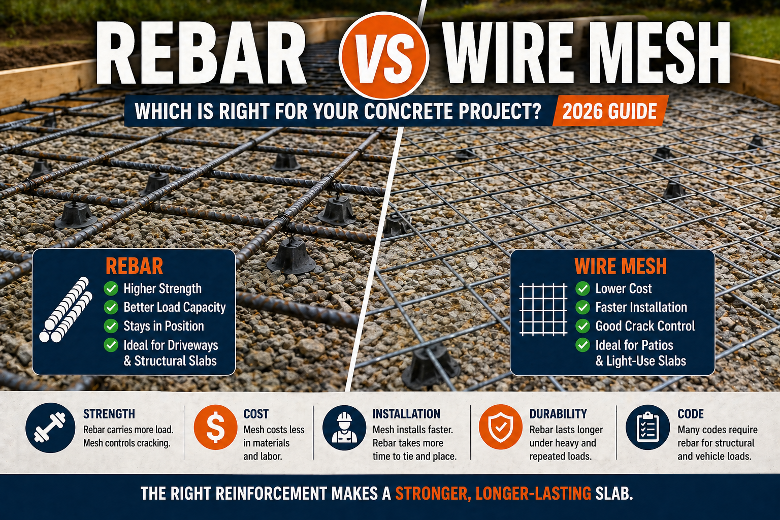 Rebar vs Wire Mesh Which Is Right for Your Concrete Project