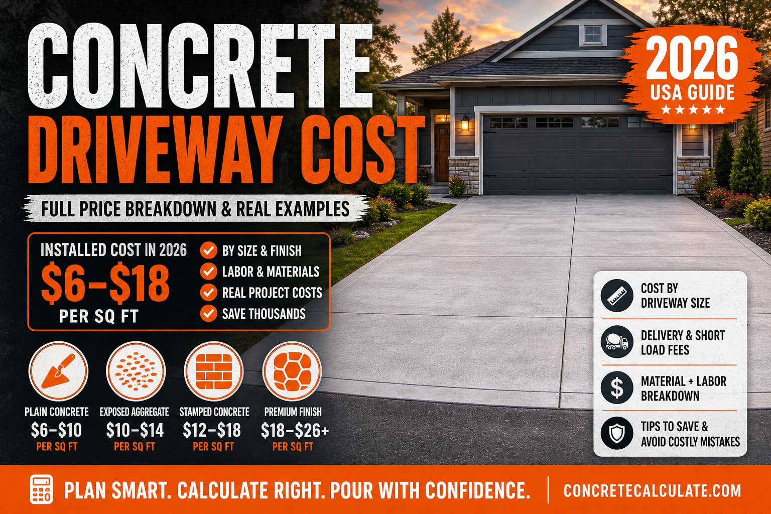 Concrete Driveway Cost 2026: Per Square Foot, Full Project & By Size