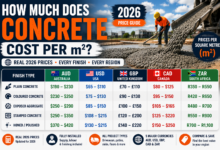 How Much Does Concrete Cost Per m2? 2026 Price Guide (AUD, USD, GBP, CAD)