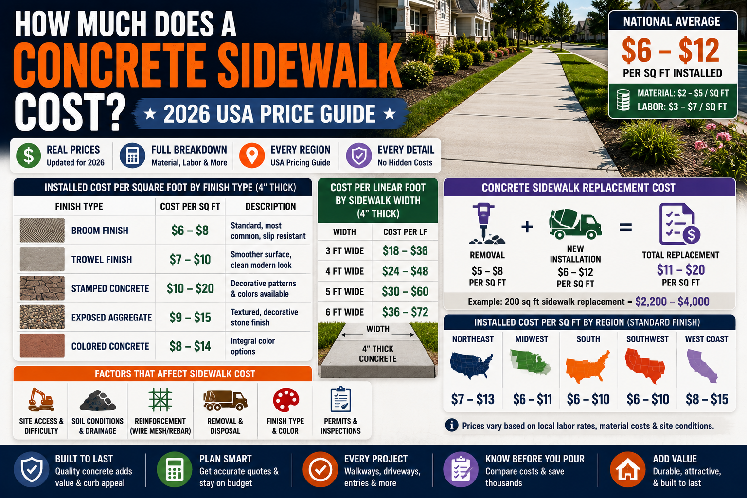 How Much Does a Concrete Sidewalk Cost in 2026? Full Pricing Guide