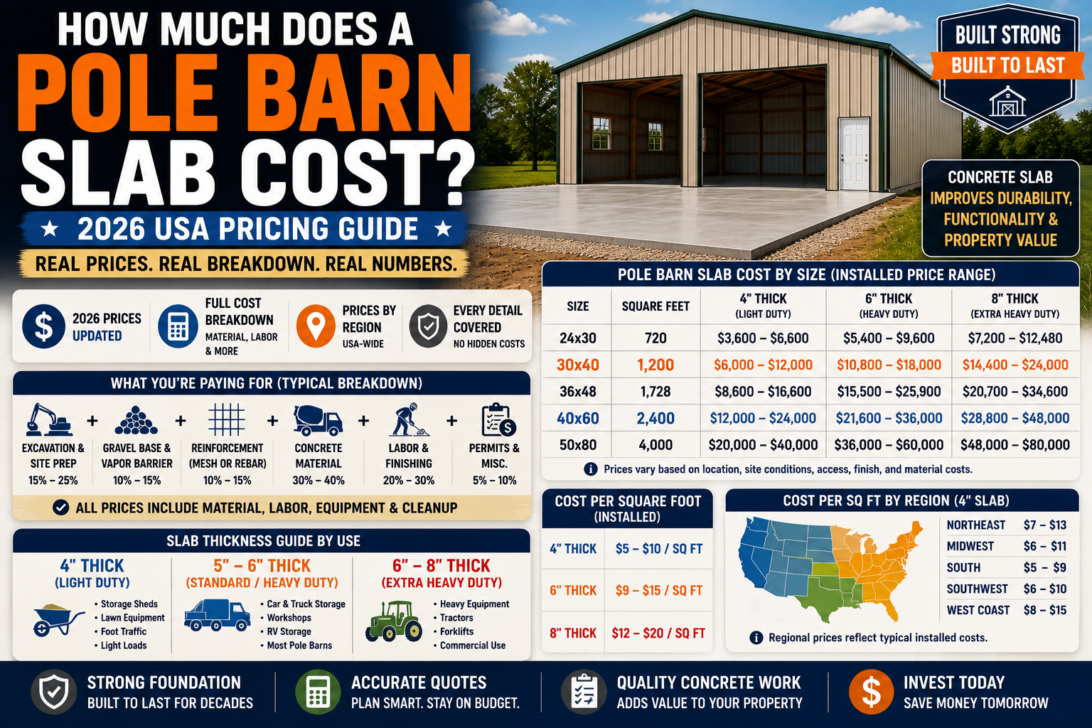 How Much Does a Pole Barn Slab Cost? (2026 Pricing by Size)