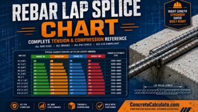 Rebar Lap Splice Chart Complete Tension & Compression Reference