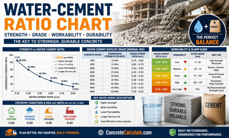 Water Cement Ratio Chart Strength, Grade & Application Guide