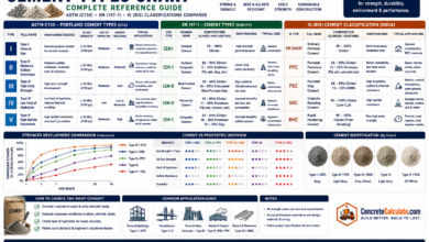 Cement Types Chart - Portland, Blended & Specialty Cements