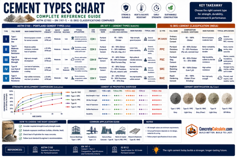 Cement Types Chart - Portland, Blended & Specialty Cements