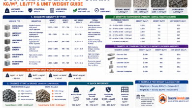 Concrete Density Chart - kg/m3, lb/ft3 & Unit Weight Guide