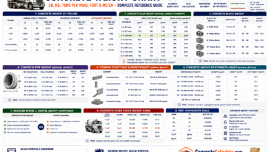 Concrete Weight Chart - lb, kg, Tons per Yard, Foot & Meter