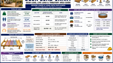 Deck Load Chart - Dead, Live, Snow & Tributary Load