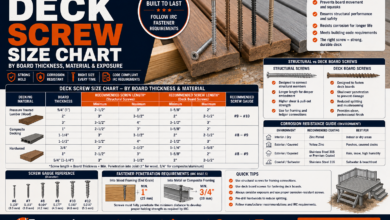 Deck Screw Size Chart - By Board Thickness, Material & Exposure