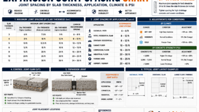 Expansion Joint Spacing Chart - Slab Thickness & Application Guide