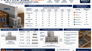 Footing Size Chart - Width, Depth & Reinforcement Guide