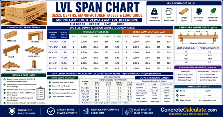 LVL Span Chart – Sizes, Depths, Products & Load Guide