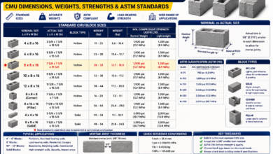 Masonry Block Size Chart - CMU Dimensions & Standards