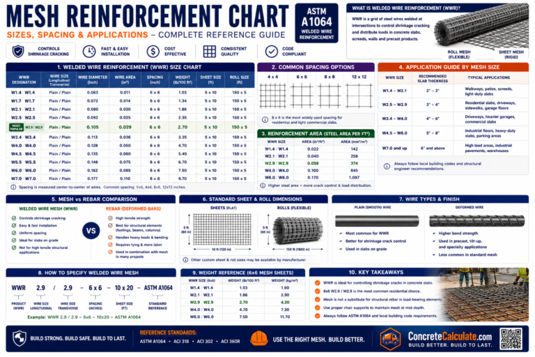 Mesh Reinforcement Chart - Sizes, Spacing & Application Guide