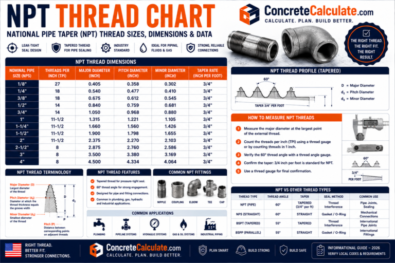NPT Thread Chart - Sizes, OD, TPI & Taper Reference