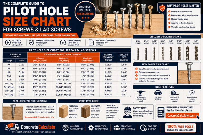 Pilot Hole Size Chart - Wood Screws, Lag Screws & Fasteners