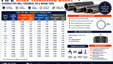 Pipe Wall Thickness Chart - Schedule 40, 80, 160 & Material Comparison