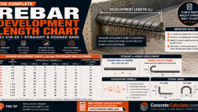 Rebar Development Length Chart (ACI 318-25)