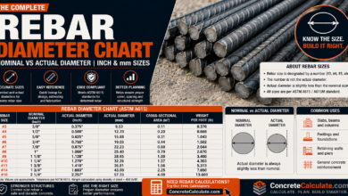 Rebar Diameter Chart - Nominal vs Actual Diameter, Inch & mm Sizes