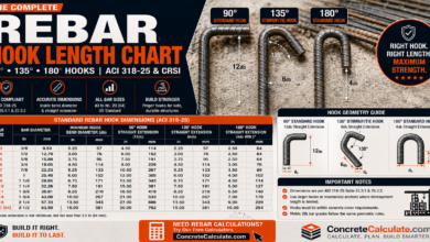 Rebar Hook Length Chart 90°, 135° & 180° | ACI 318