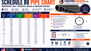 Schedule 80 Pipe Chart - NPS, OD, Wall, ID & Weight