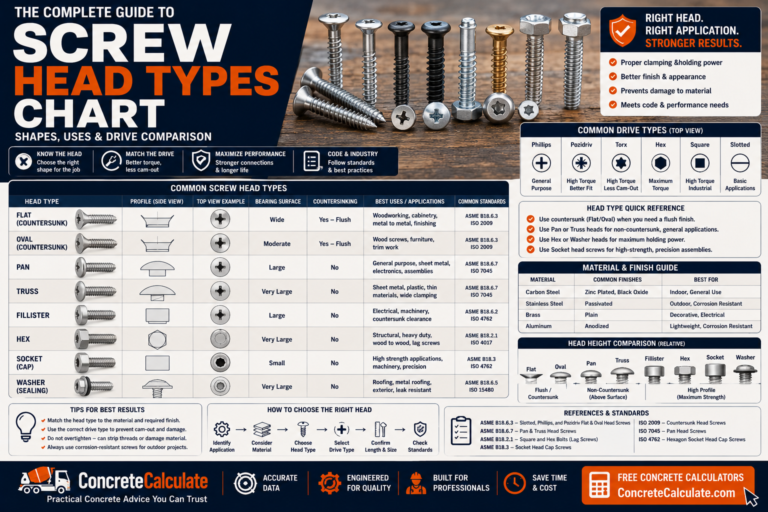 Screw Head Types Chart - Shapes, Uses & Drive Comparison