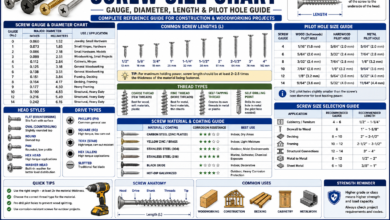 Screw Size Chart - Gauge, Length & Pilot Hole Guide