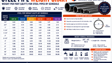 Steel Pipe Weight Chart - lb/ft & kg/m by Schedule