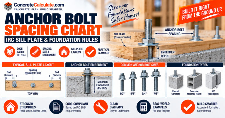 Anchor Bolt Spacing Chart - Foundation & Sill Plate Rules