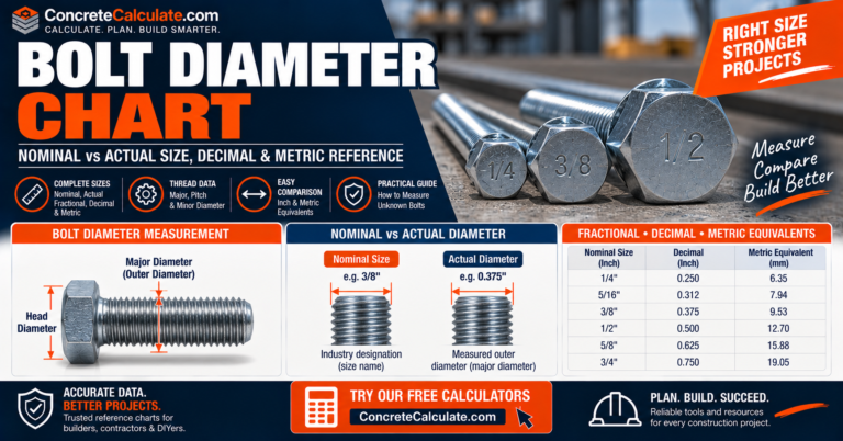 Bolt Diameter Chart - Nominal vs Actual Size, Decimal & Metric