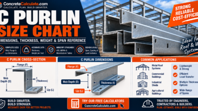 C Purlin Size Chart - Dimensions, Thickness, Weight & Span Reference