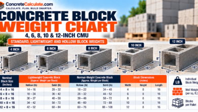 Concrete Block Weight Chart - Standard, Lightweight and Hollow CMU