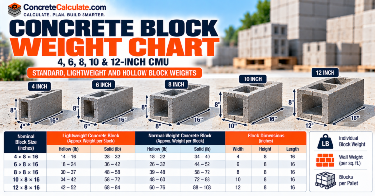 Concrete Block Weight Chart - Standard, Lightweight and Hollow CMU