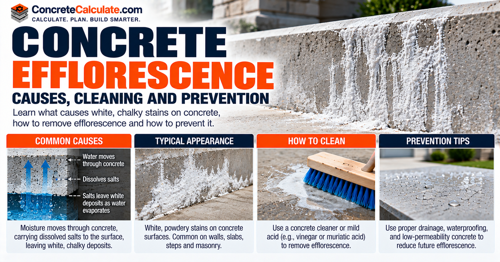 Concrete Efflorescence - How to Remove White Deposits and Stop Them Returning
