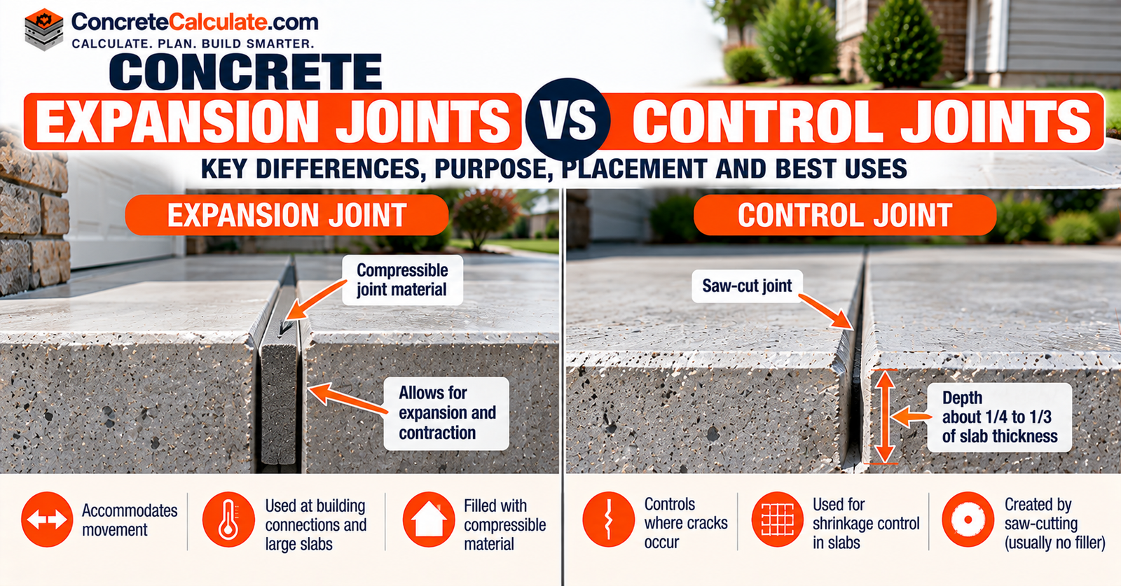 Concrete Expansion Joints vs Control Joints: Differences, Uses and Installation