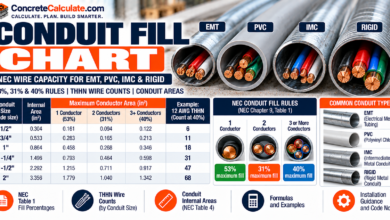 Conduit Fill Chart - NEC Wire Fill by Conduit Size