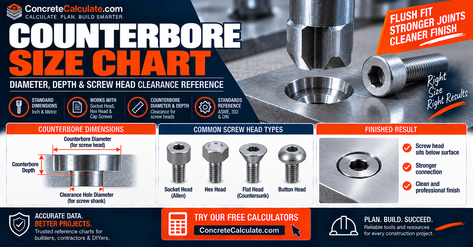 Counterbore Size Chart - Socket Head Cap Screw Recess Dimensions