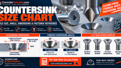 Countersink Size Chart - Diameter, Depth & Angle Reference