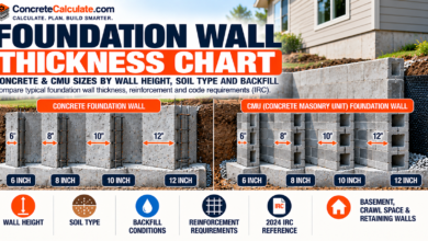Foundation Wall Thickness Chart - Concrete & CMU Requirements