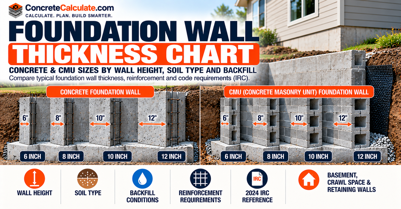 Foundation Wall Thickness Chart - Concrete & CMU Requirements